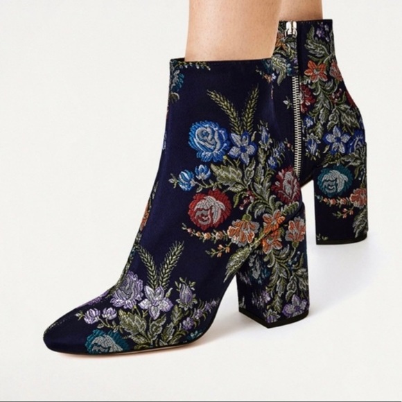 Zara Shoes - EMBROIDERED ANKLE BOOTIES